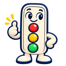 Abe, a friendly traffic light giving a thumbs up